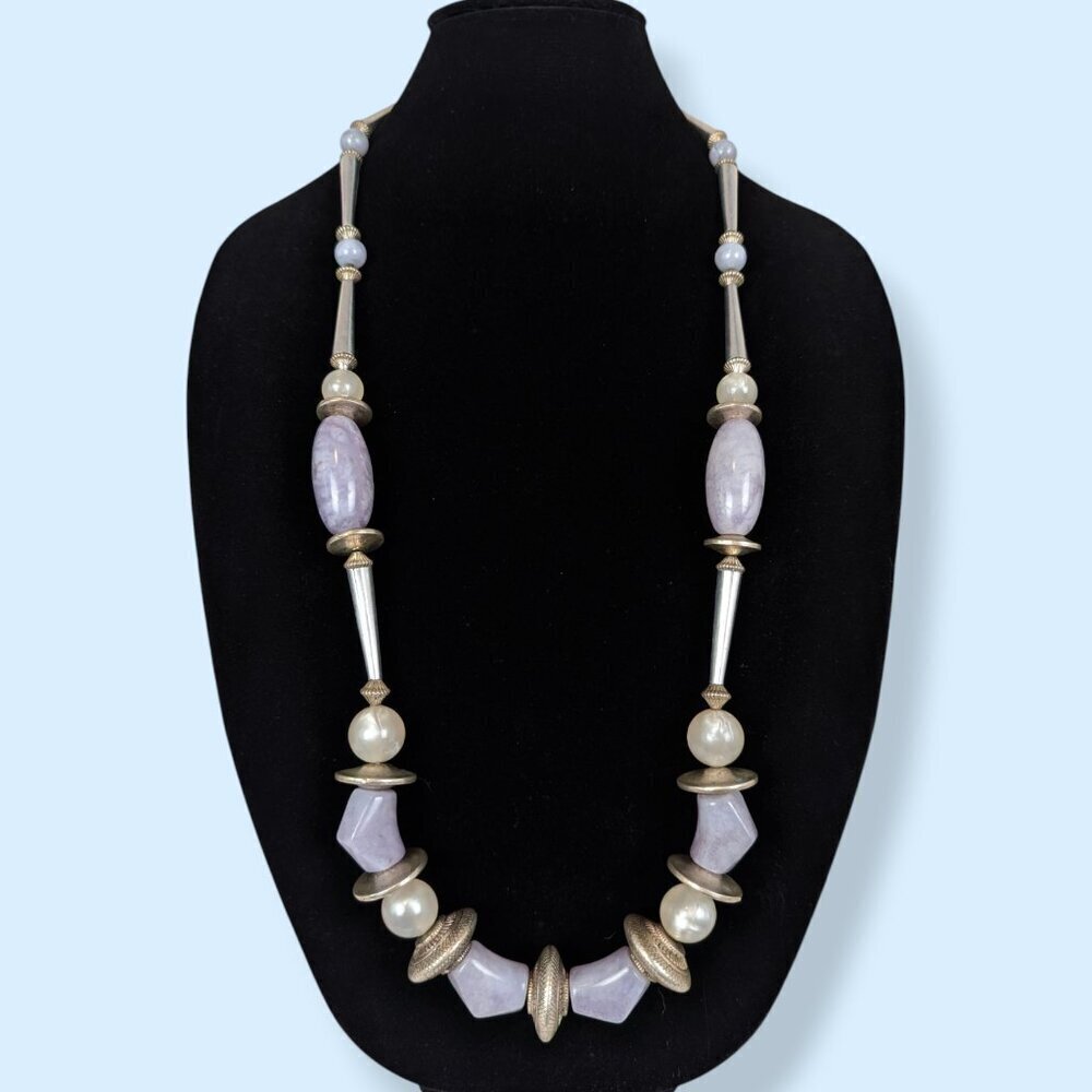 Vintage Purple Swirly Lucite Beaded Necklace